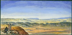 エスドラレオンとカーメルの平原、ラスエルアクラからの眺め、1872年（紙と紙と鉛筆） 作： Claude Conder